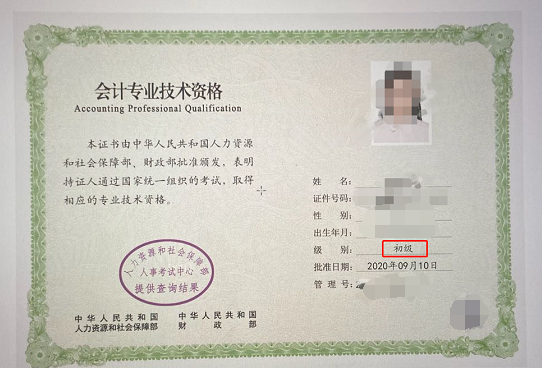 2020年初级会计电子证书